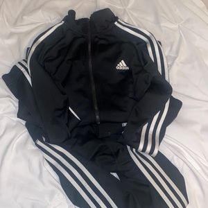 Black and white adidas tracksuit track set size M zip up jacket size s leggings